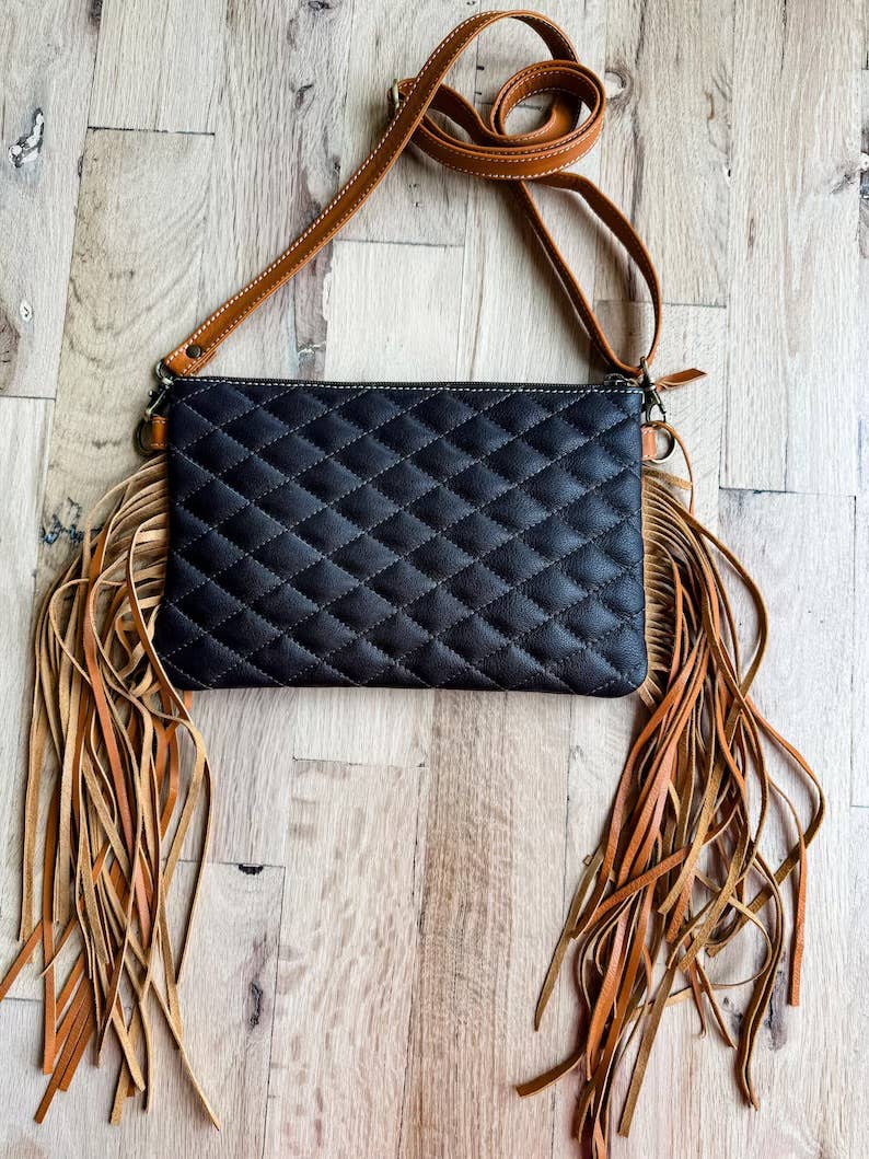 LAINEY CROSSBODY steer longhorn -quilted leather purse bag