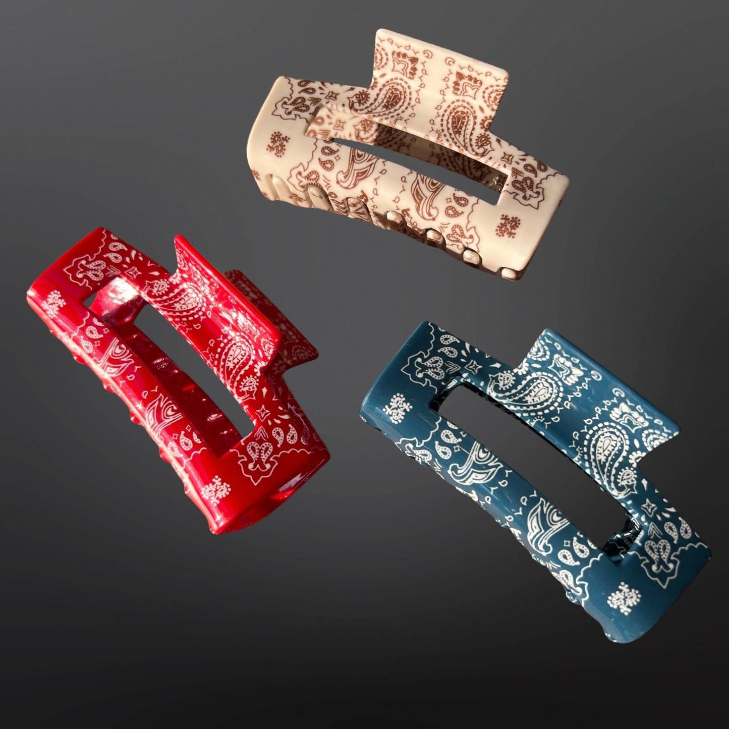 Western Paisley Bandana Print Claw Clip