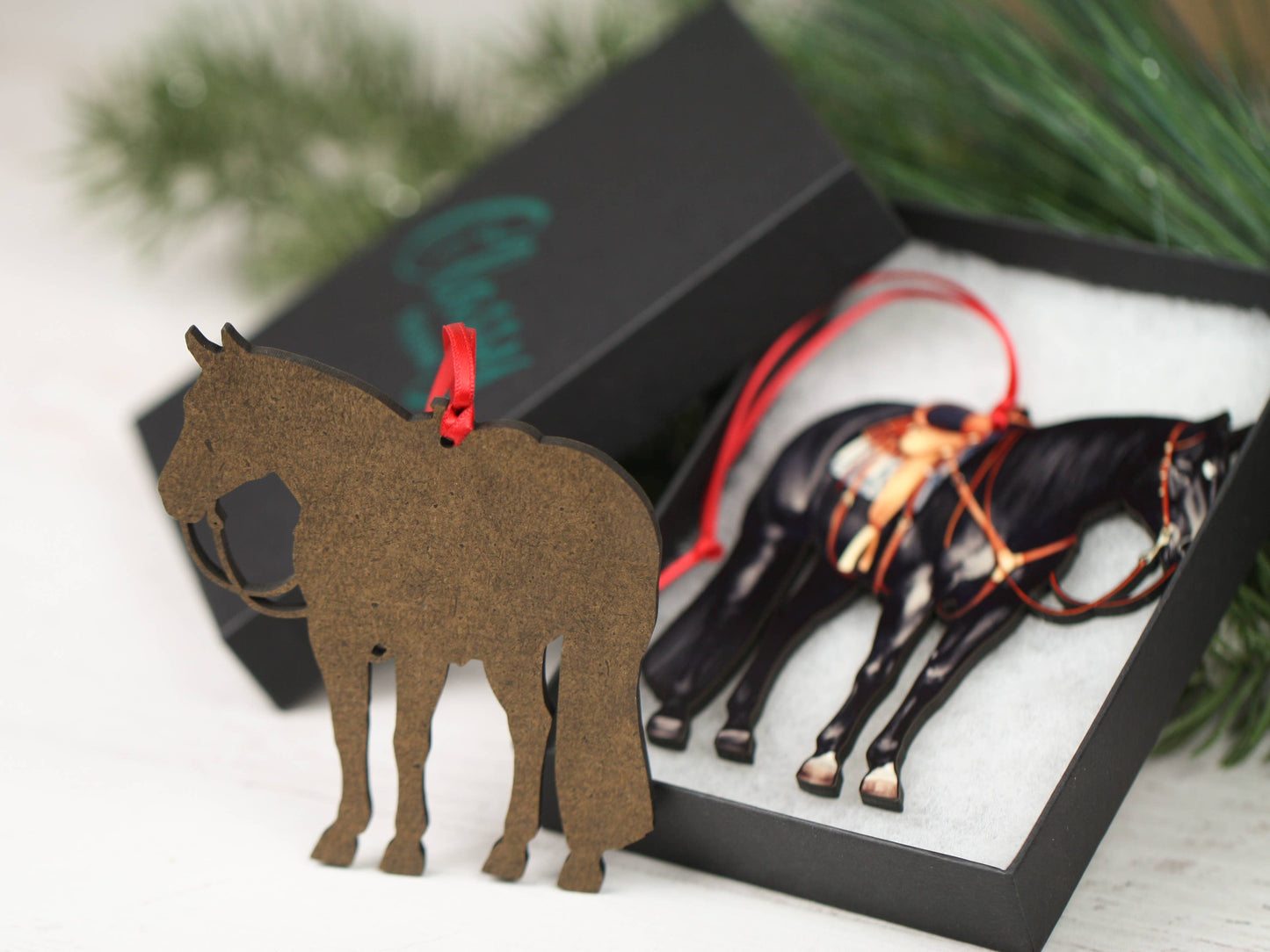 Black Western Ranch Horse Ornament - Quarter Horse Christmas
