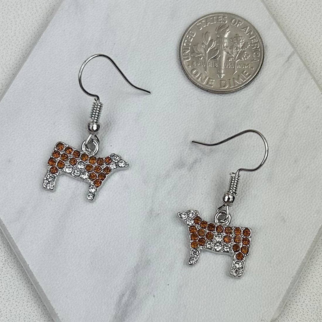 ERS230814-14 Brown Crystal cow Earrings