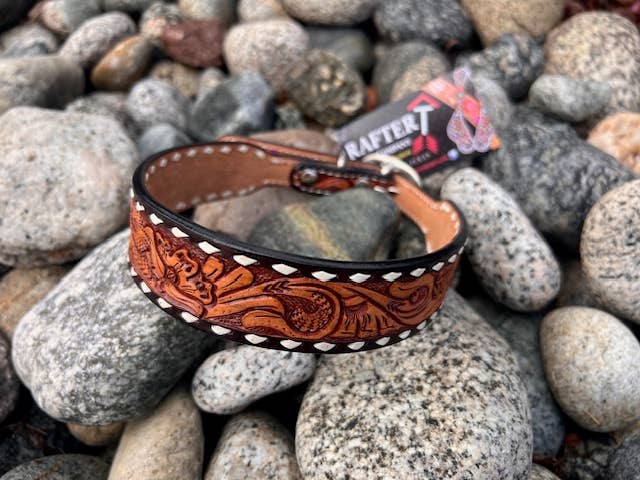 Western Hand Tooled Dog Collars