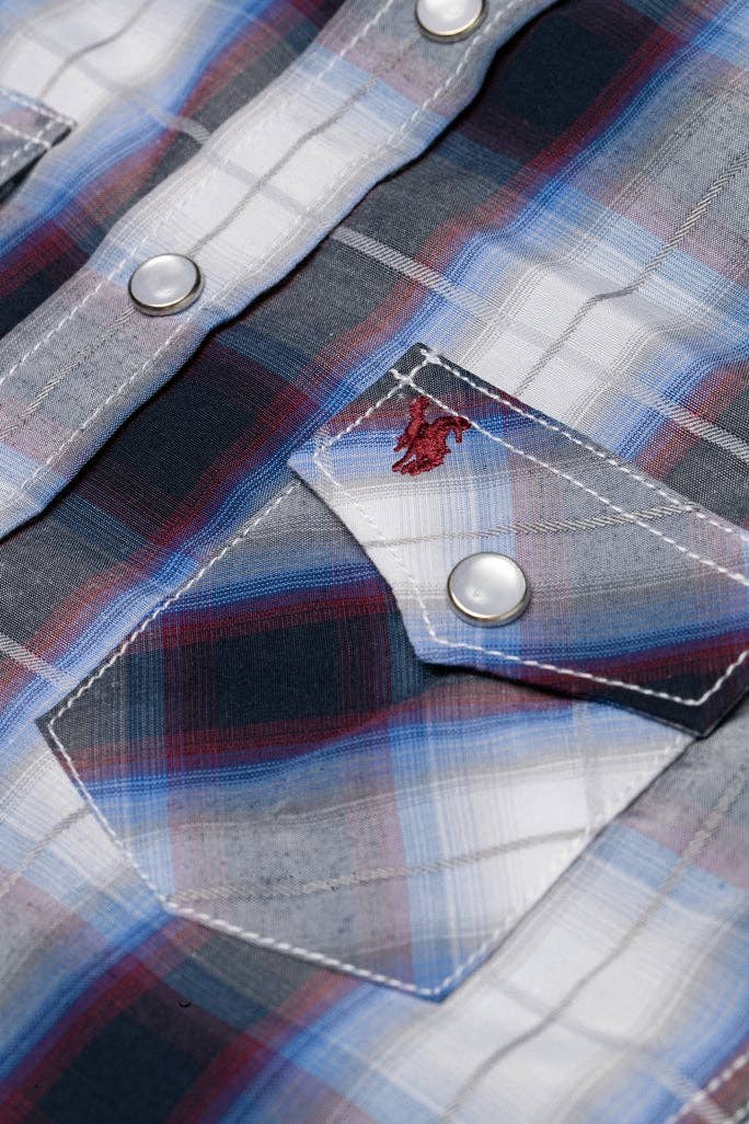 RODEO CLOTHING KID'S PLAID WESTERN LONG SLEEVE SNAP SHIRTS