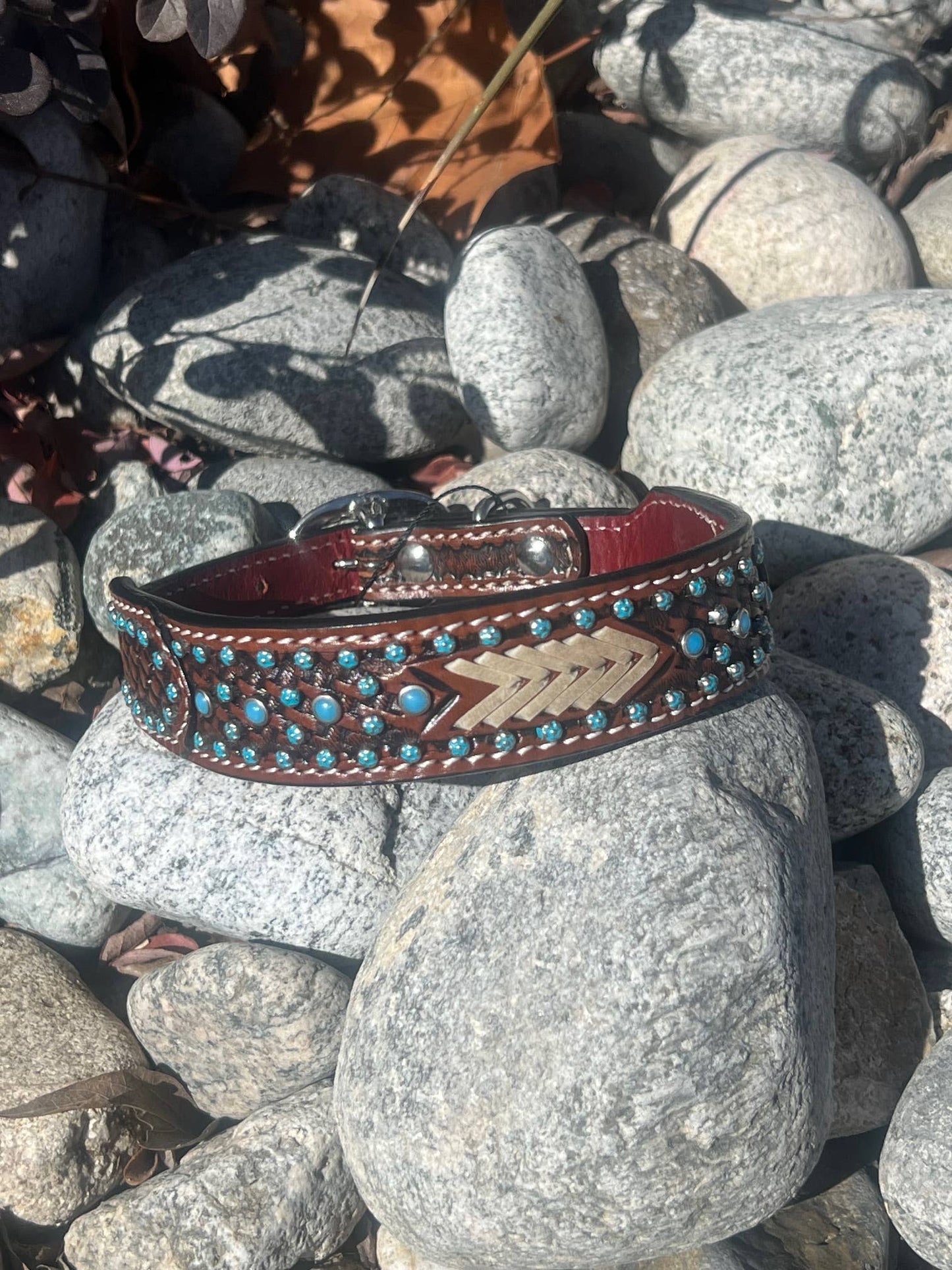 Western Hand Tooled Dog Collars