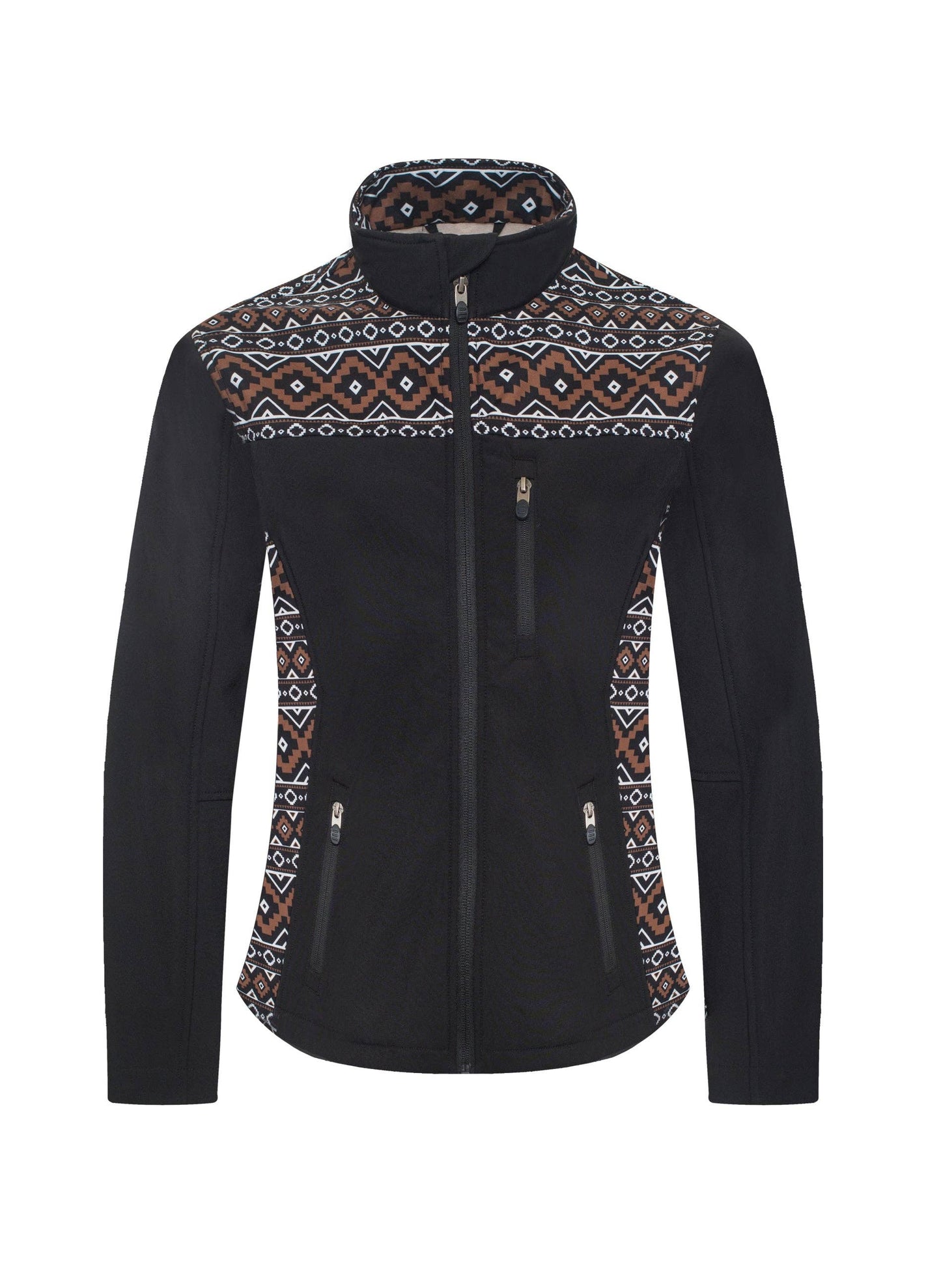 Women's Western Aztec Print Jacket -LJ650EMB-AZ-BLACK-BROWN