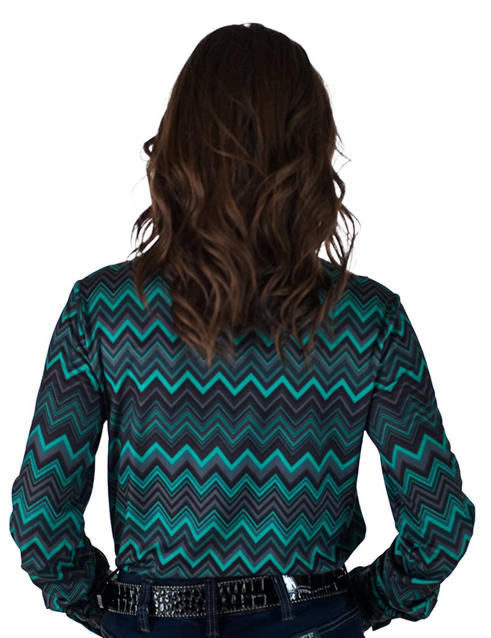 Pullover Button Up Chevron Print Stretch Jersey