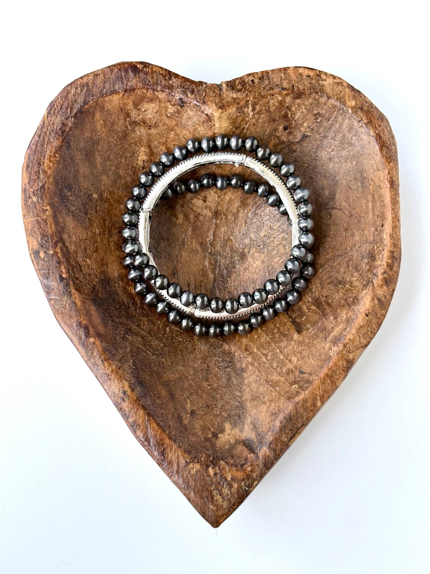 3 Layer Western Stretch Bracelet w/ Navajo Pearl