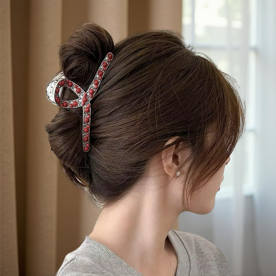 Western Turquoise Coral Claw Clip Beaded Hair Clip