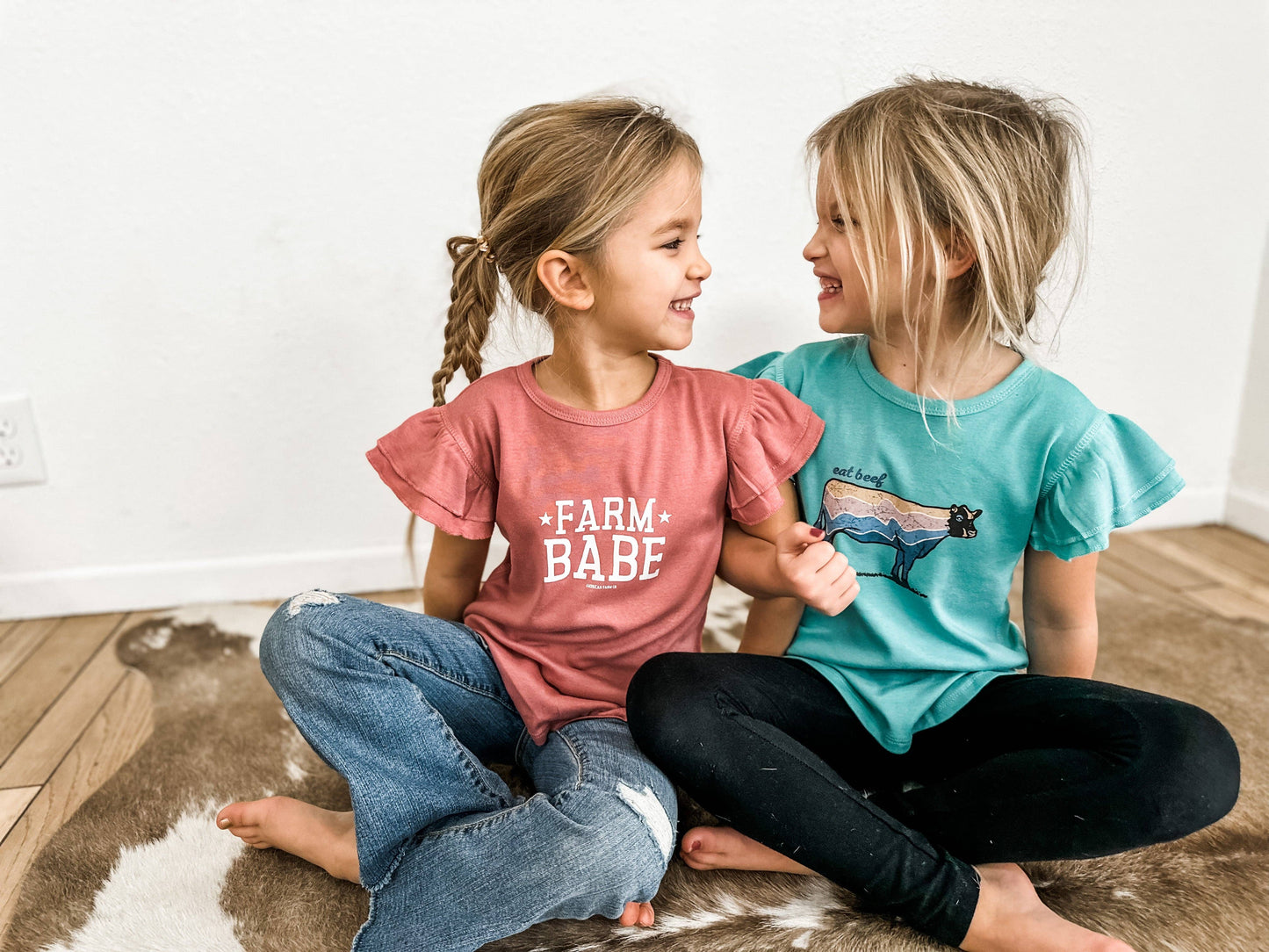 Western Ruffle Sleeve 'Farm Babe' Mauve Graphic Onesie/Tee