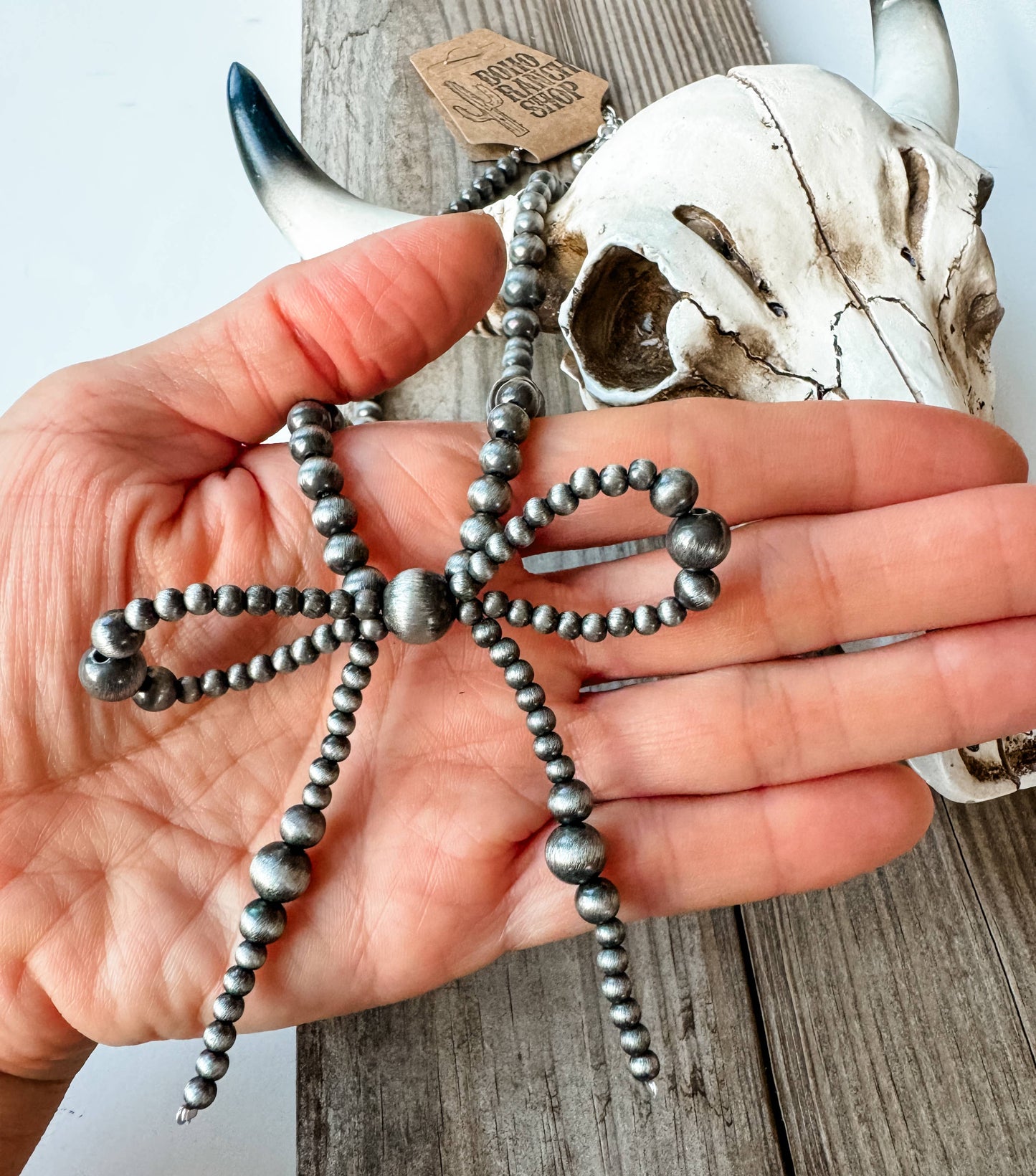 Western Navajo Bead Coquette Bow Necklace