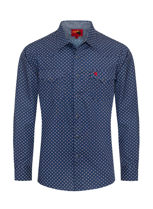 Men's Western Pearl Snap Print Shirt - PS100L-1084