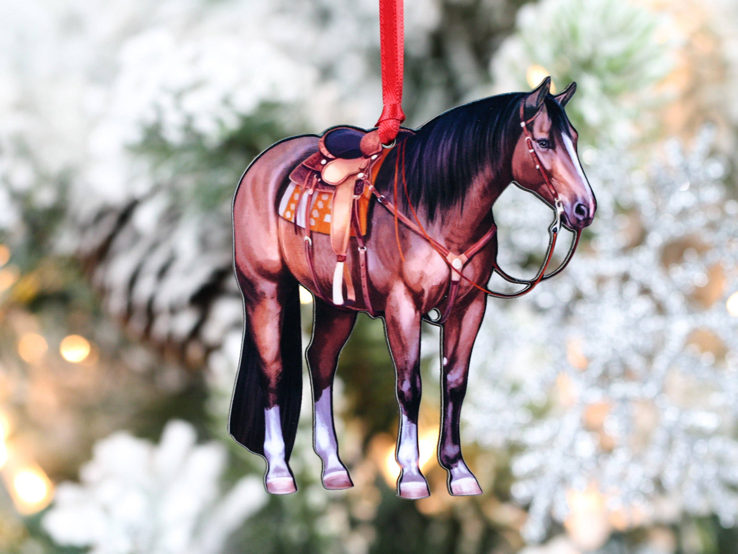 Bay Western Ranch Quarter Horse Ornament