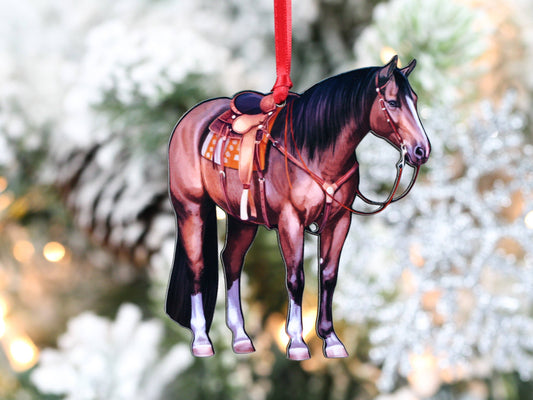 Bay Western Ranch Quarter Horse Ornament