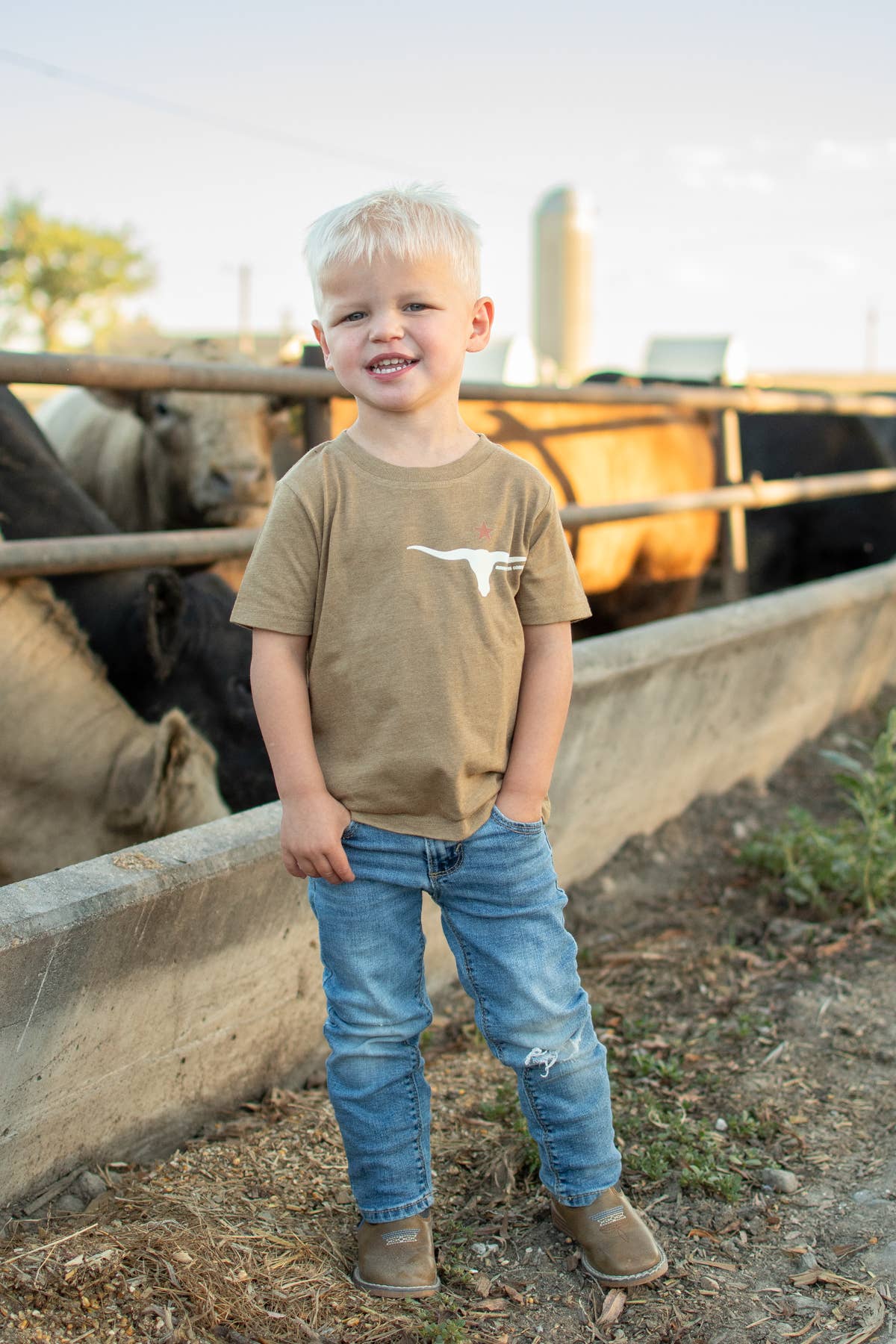 Western Graphic Skull 'Support Farmers' Tee - Toddler/Youth