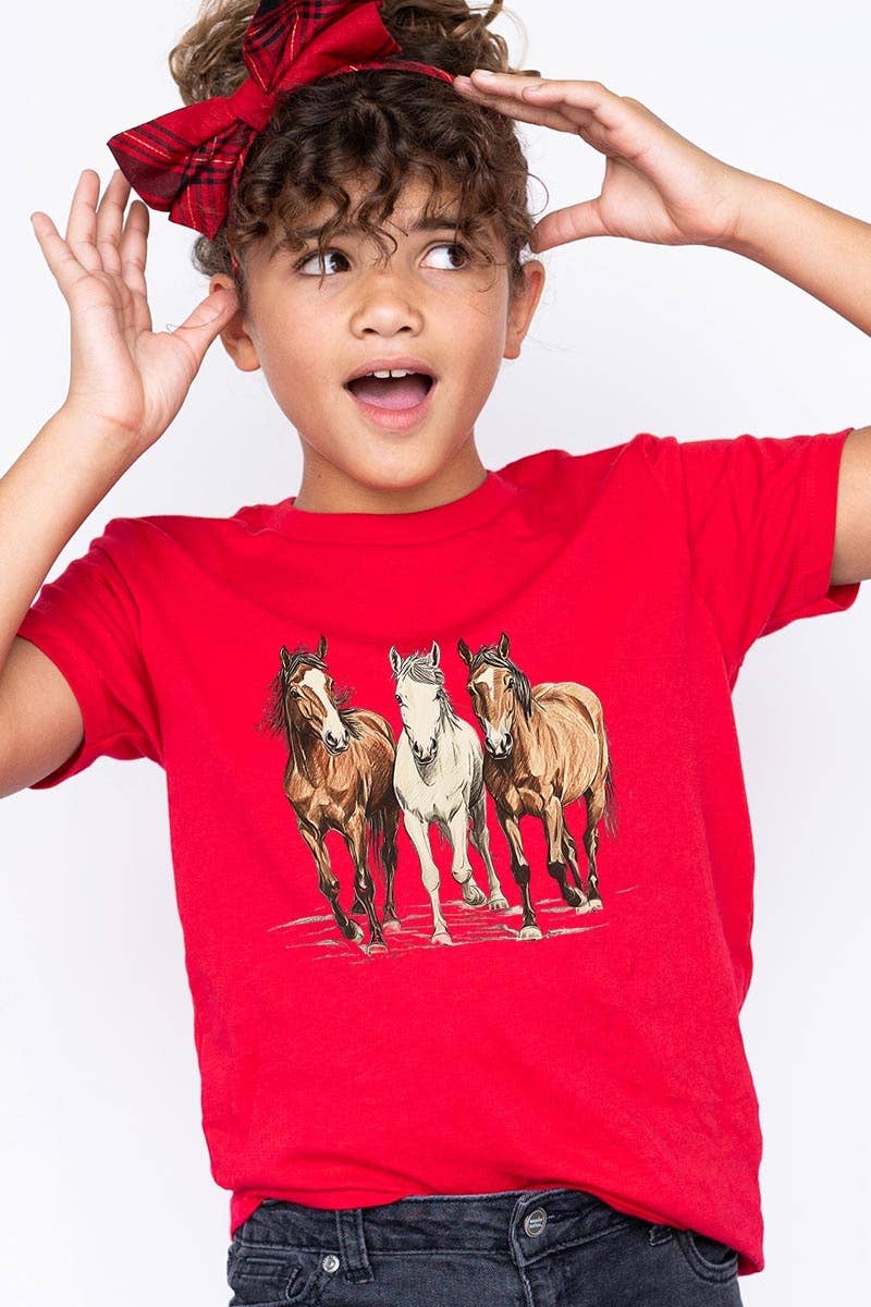Three Horses Western Kids Graphic Tee