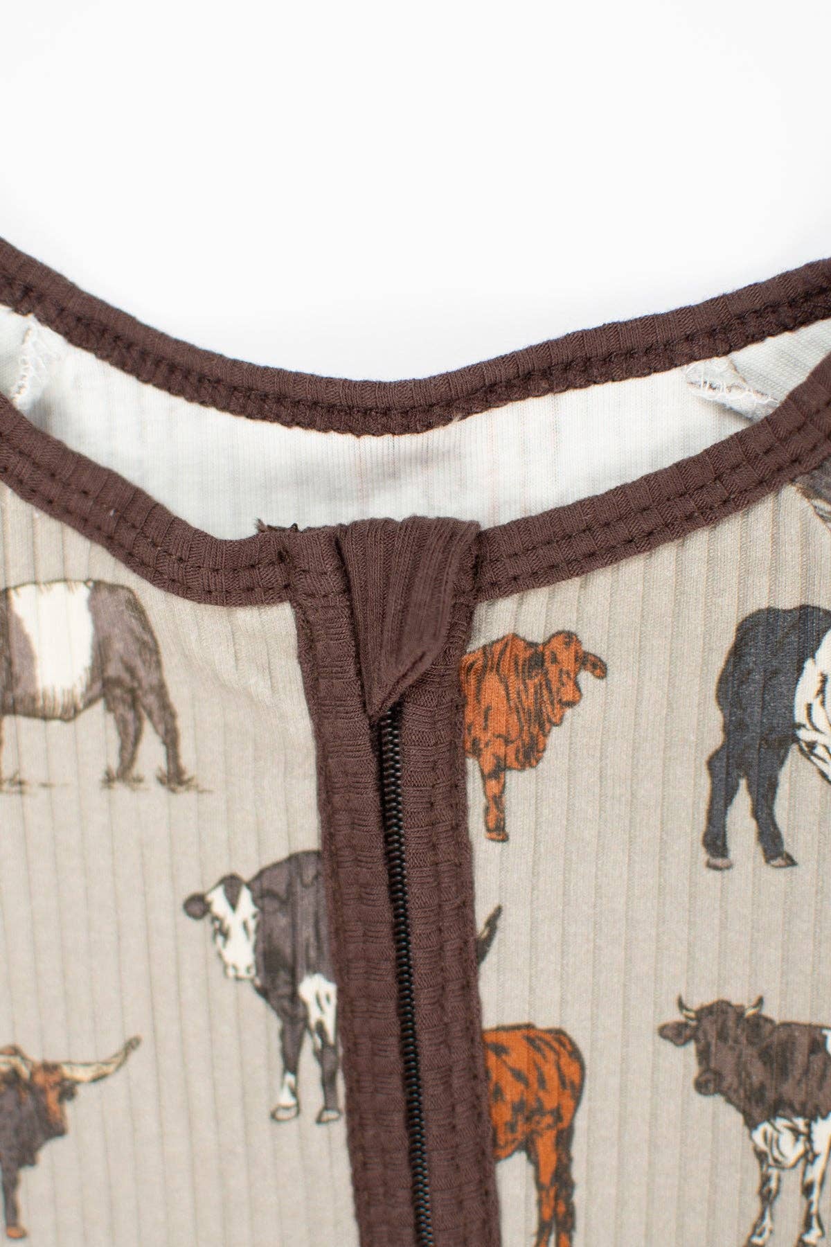 Vintage Cattle Ribbed Cotton Baby Zippy