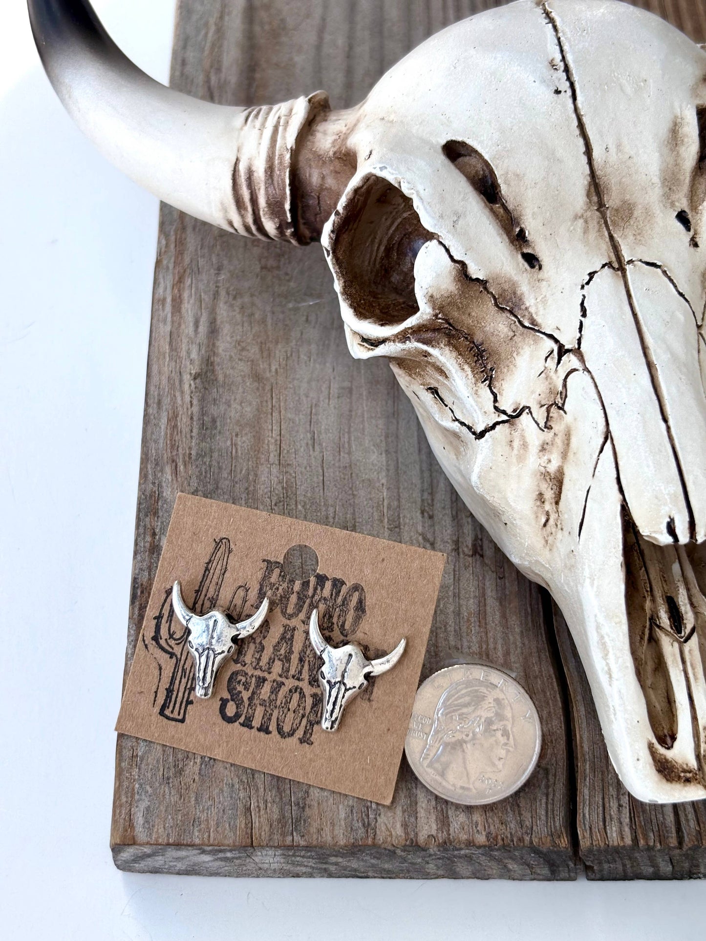 Western Style Boots, Steer Head, Cactus Stud Earrings