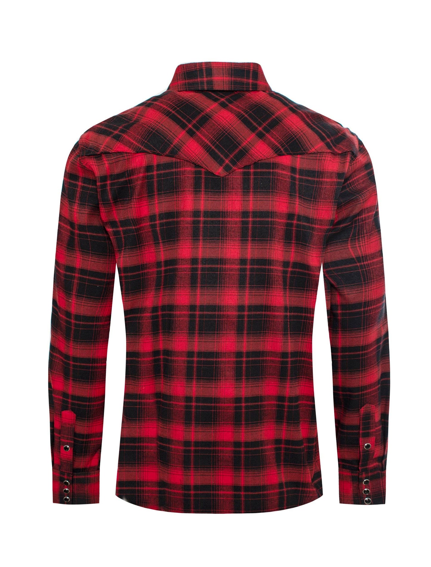 Men's Western Long Sleeve Flannel Shirts With Snap Buttons