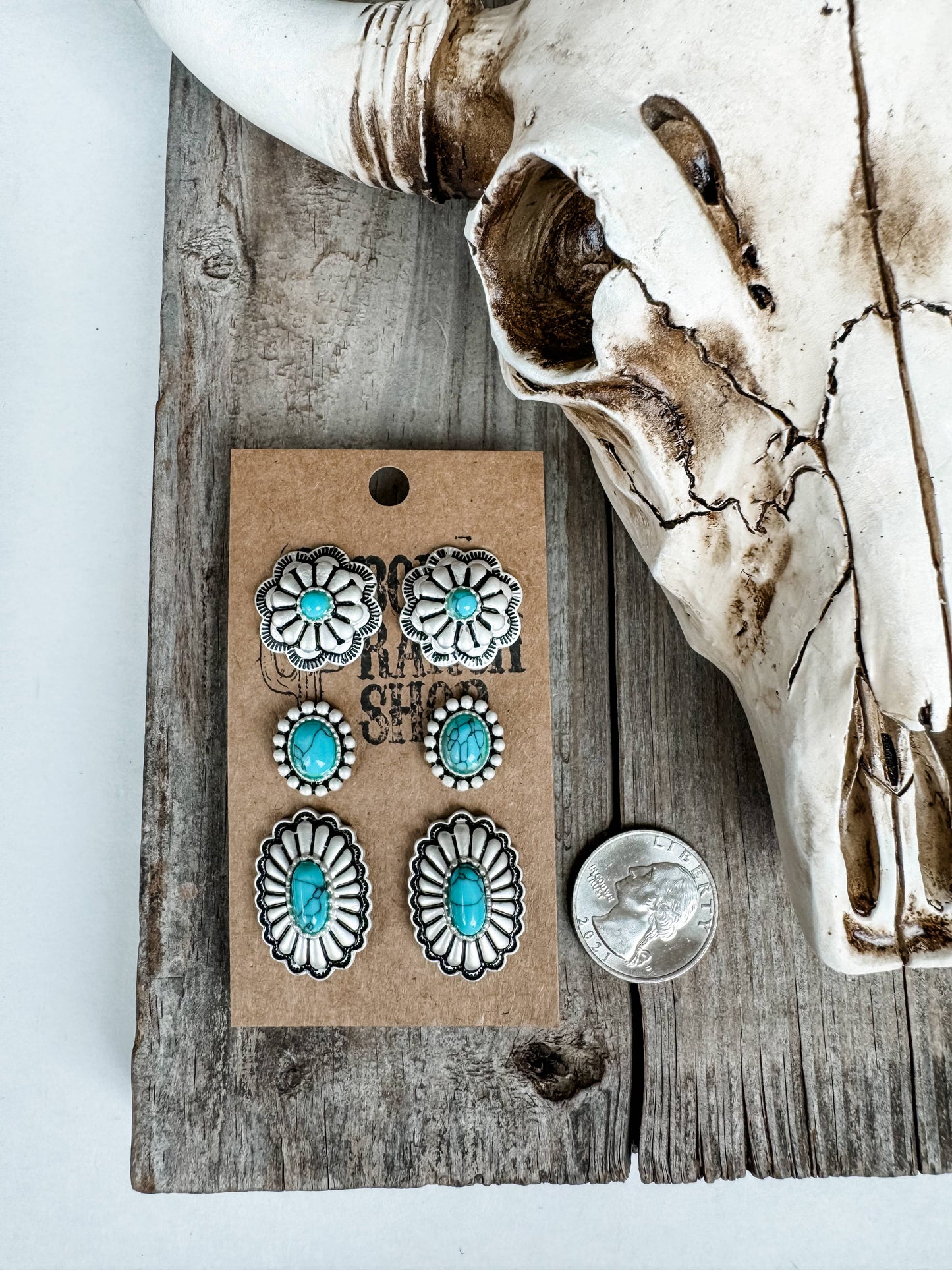 Western 3 Pair Conch Earring Set