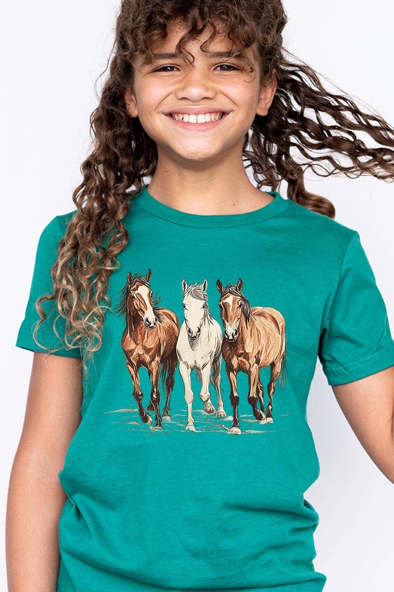 Three Horses Western Kids Graphic Tee
