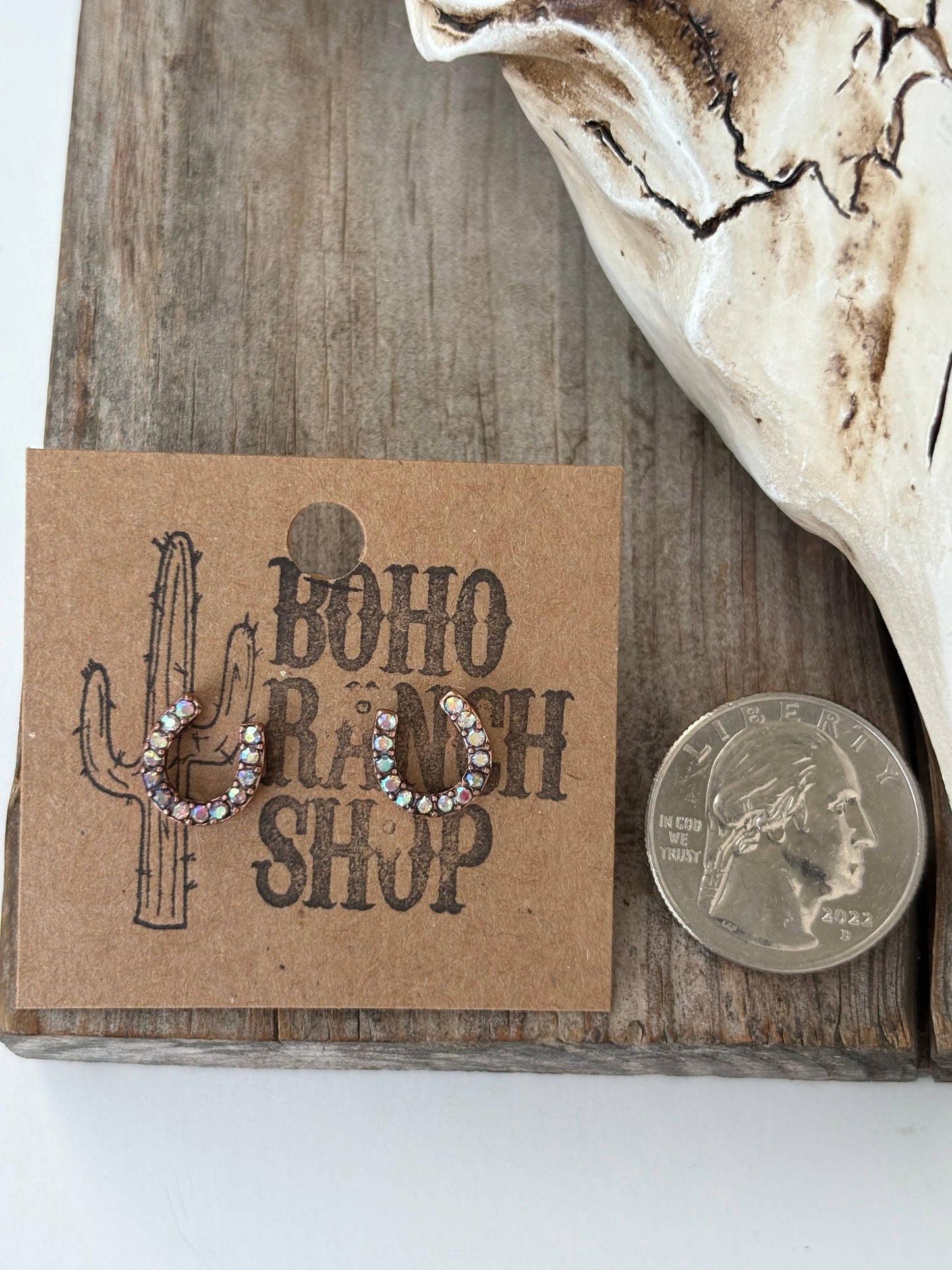 Dainty Western Style Horseshoe with Rhinestone Earrings