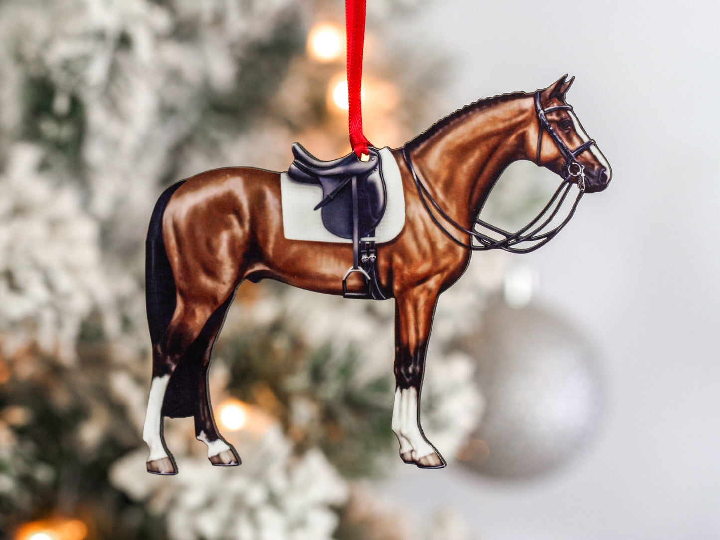 Bay Dressage Horse Christmas Ornament Gift Horse Decoration