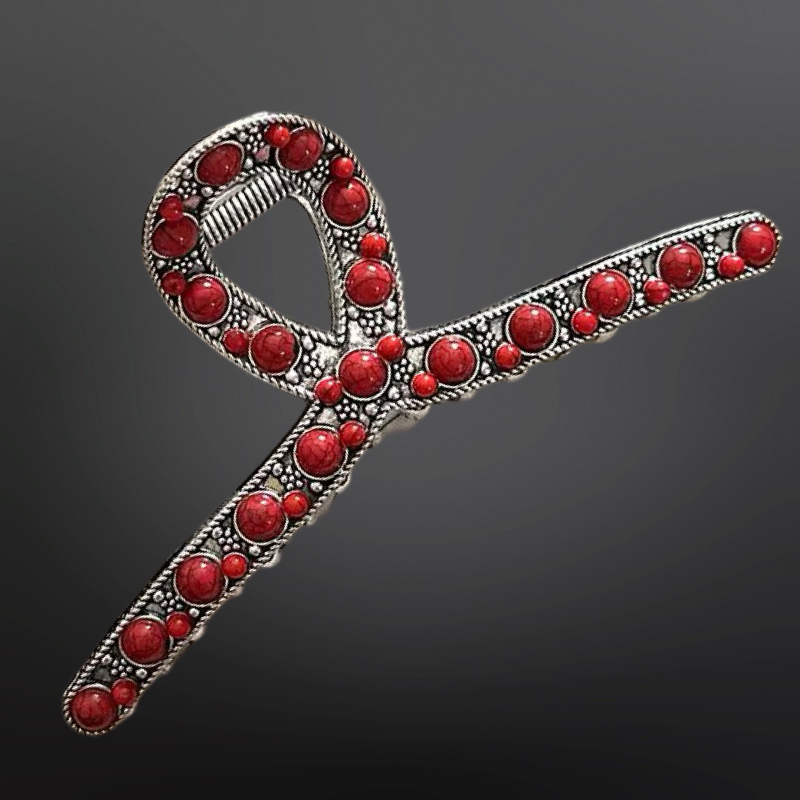 Western Turquoise Coral Claw Clip Beaded Hair Clip