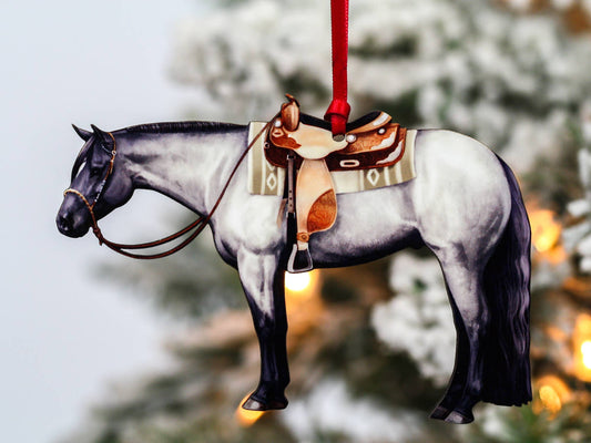 Blue Roan Western Quarter Horse Ornament