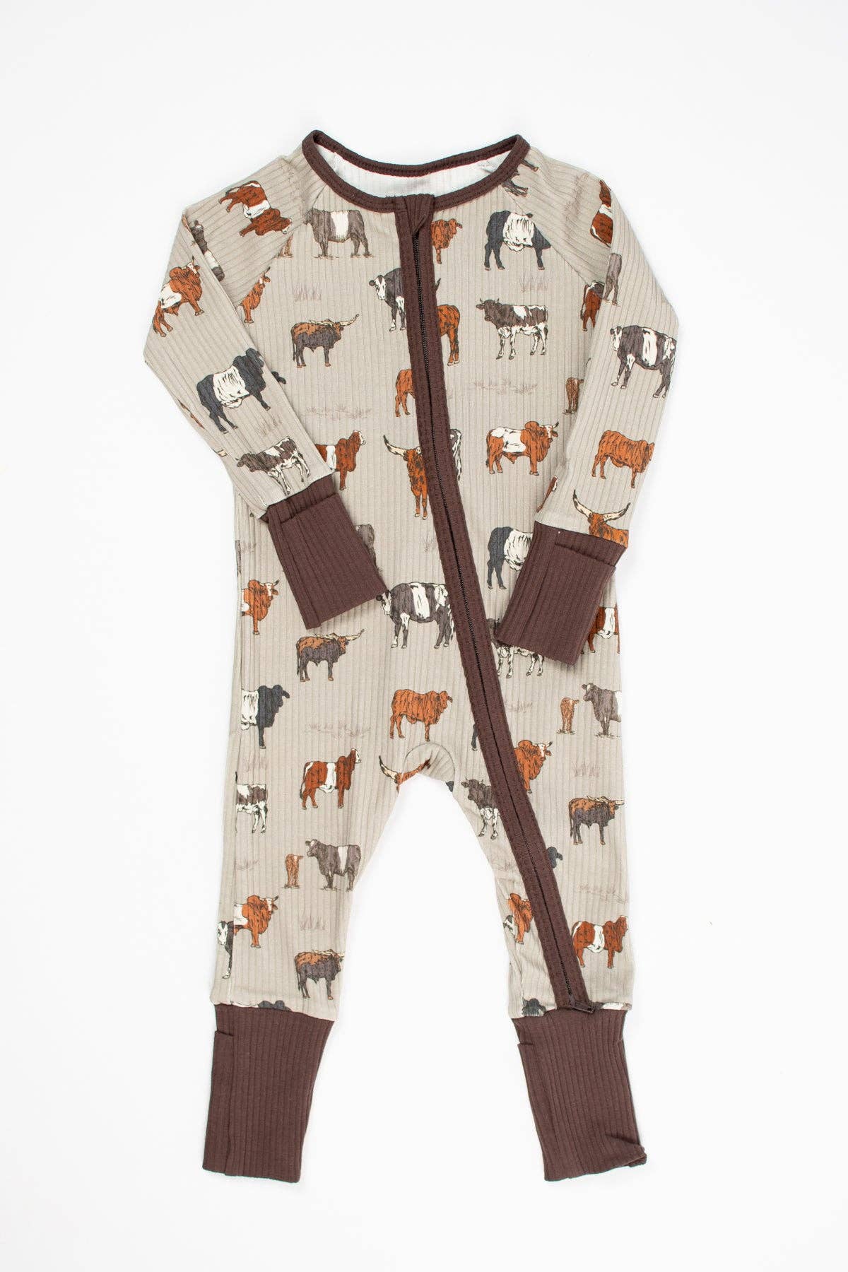 Vintage Cattle Ribbed Cotton Baby Zippy