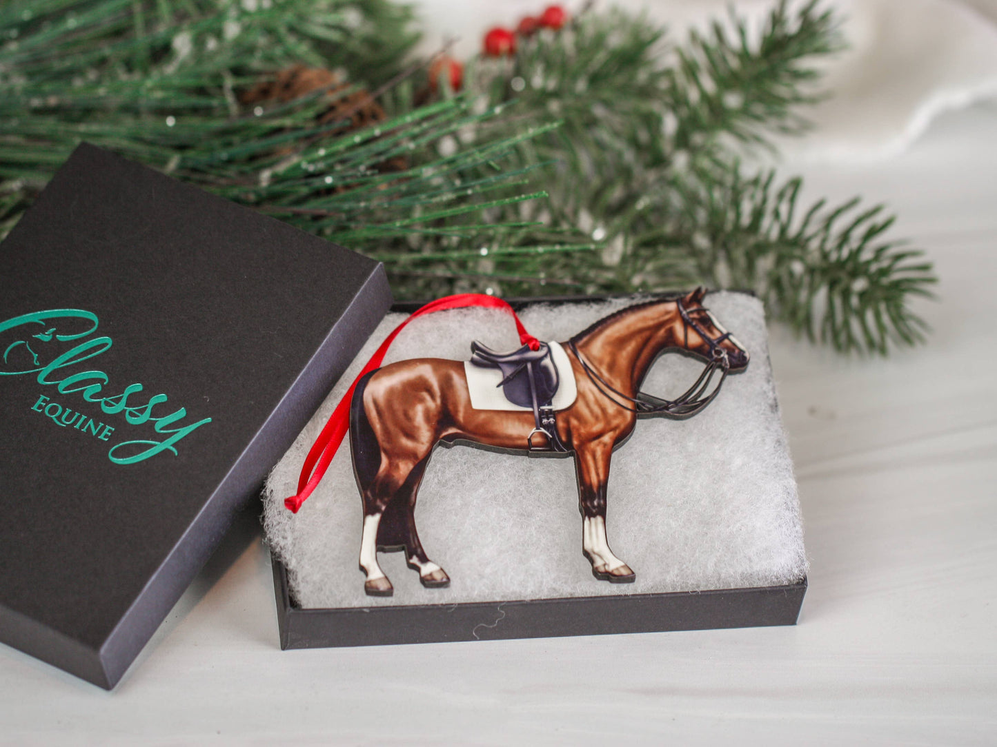 Bay Dressage Horse Christmas Ornament Gift Horse Decoration