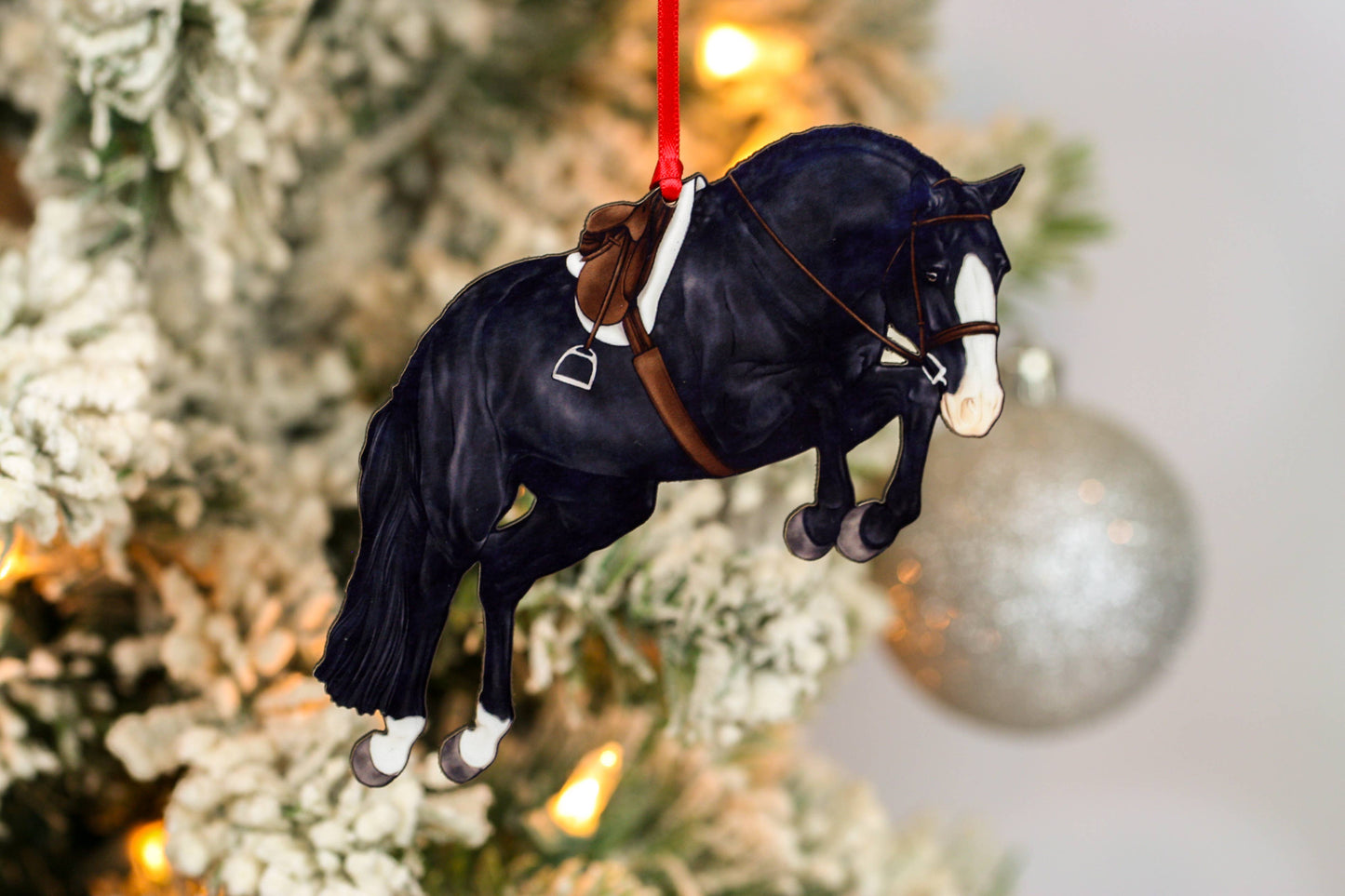 Hunter Jumper Horse Christmas Ornament - Black Sport Horse