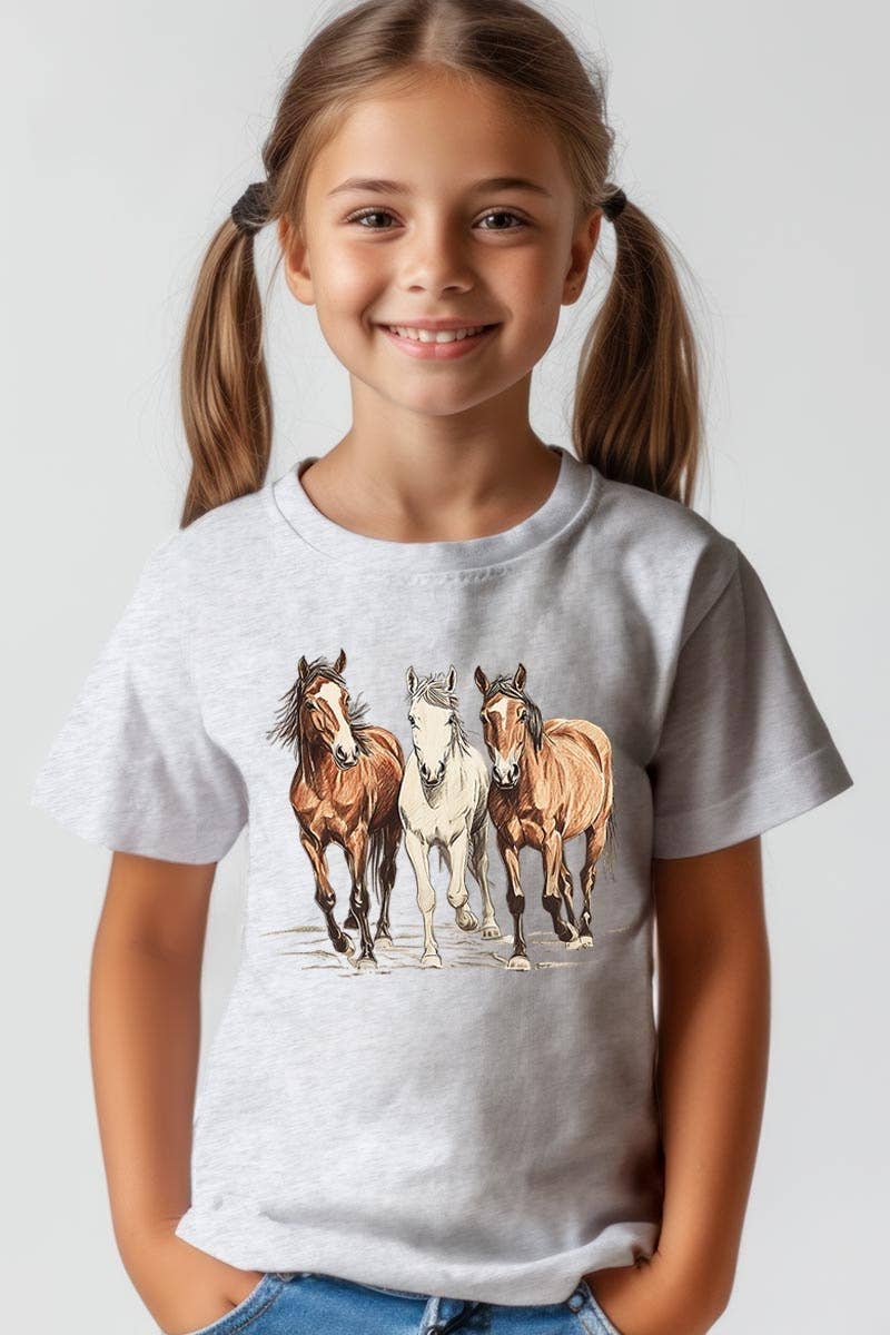 Three Horses Western Kids Graphic Tee