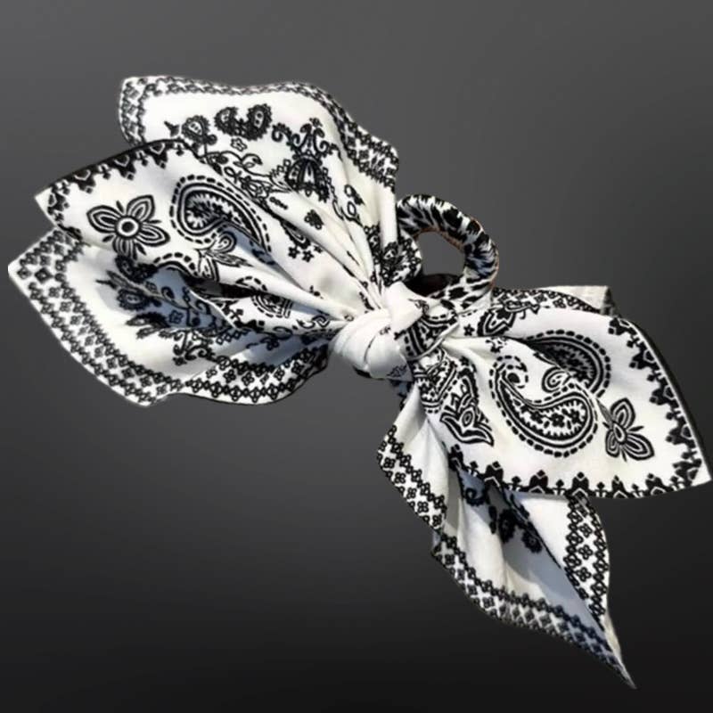Western Paisley Claw Clip Hair Bow Bandana Print