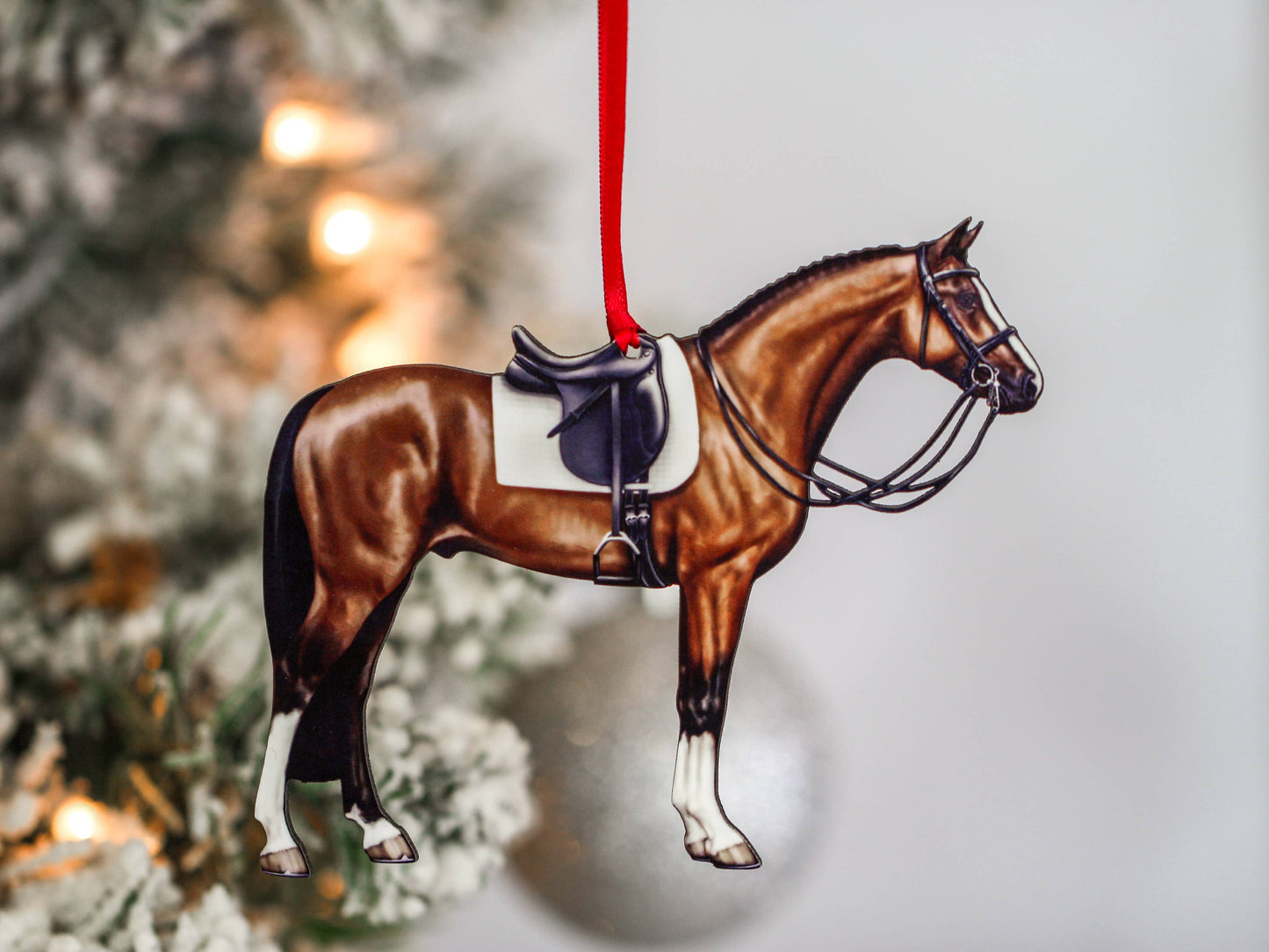 Bay Dressage Horse Christmas Ornament Gift Horse Decoration