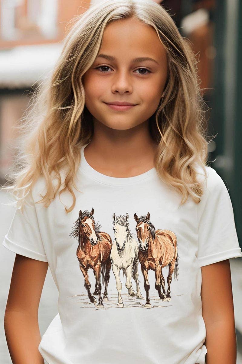 Three Horses Western Kids Graphic Tee