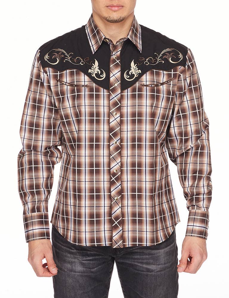 RODEO Men's Western Embroidery Cowboy Outfit Shirts