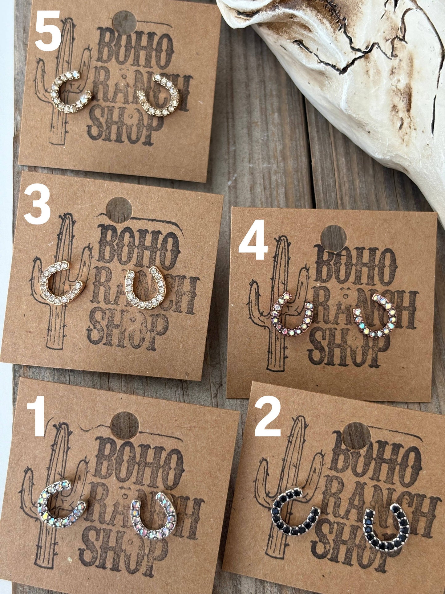 Dainty Western Style Horseshoe with Rhinestone Earrings