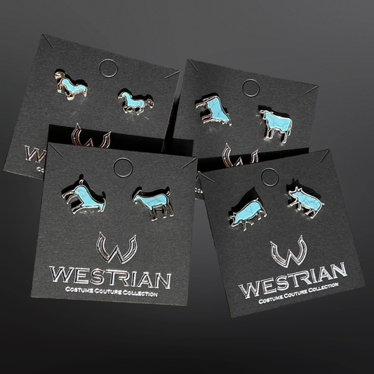 Farm Animal Faux Turquoise Earrings Cow Horse Pig Goat