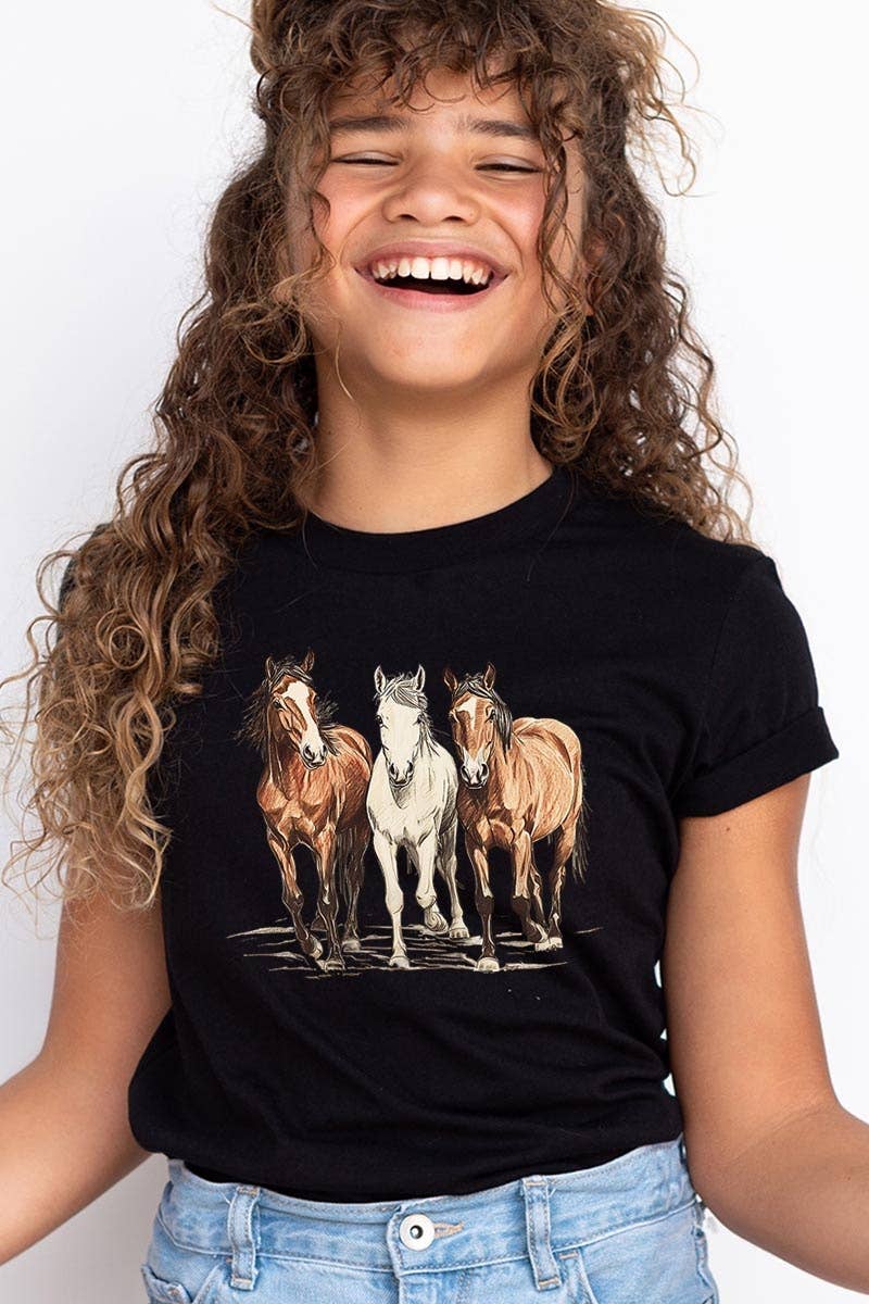 Three Horses Western Kids Graphic Tee