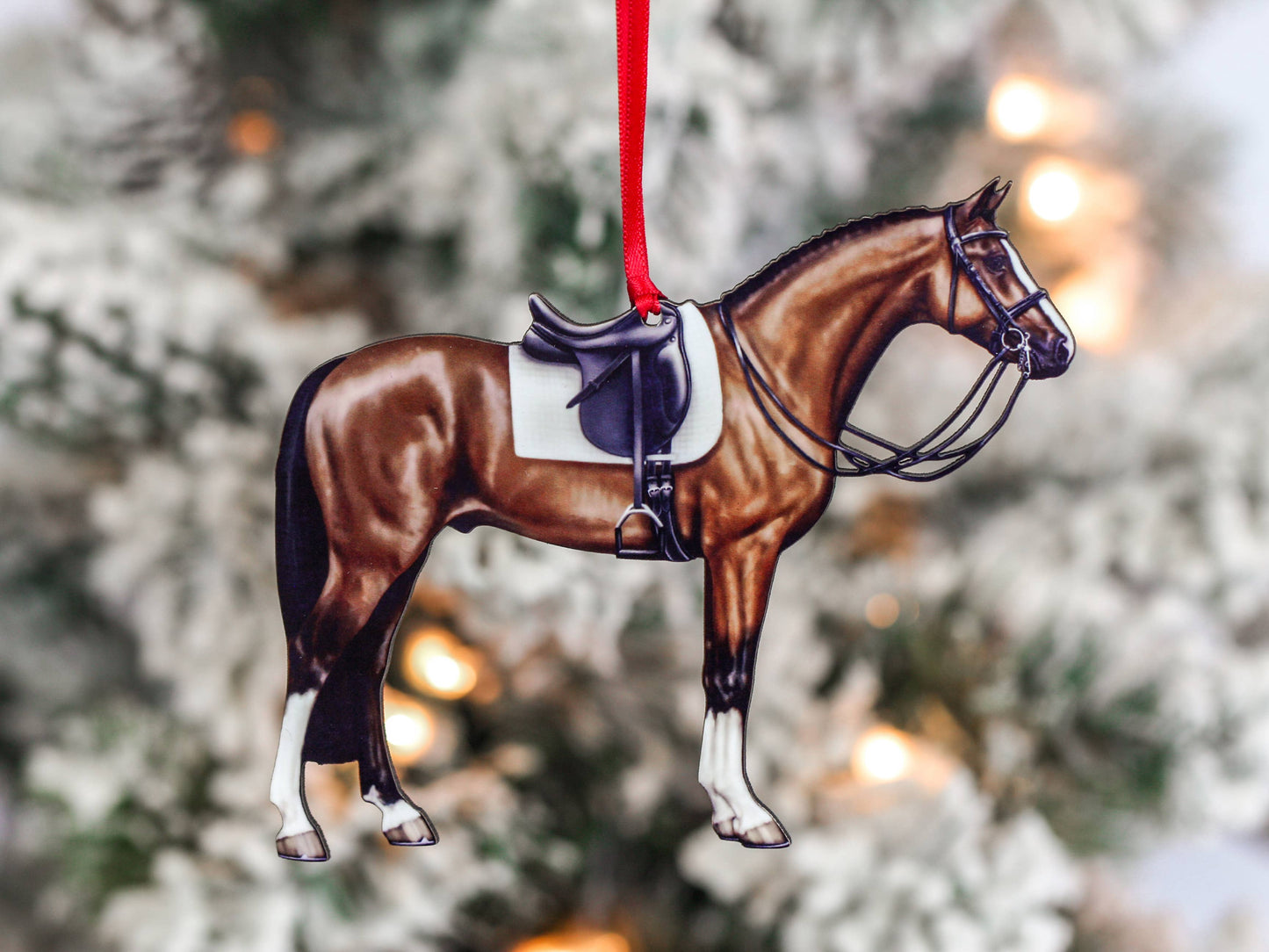 Bay Dressage Horse Christmas Ornament Gift Horse Decoration