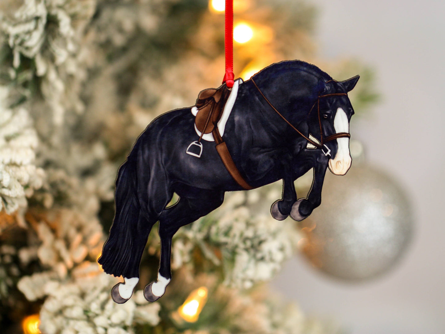 Hunter Jumper Horse Christmas Ornament - Black Sport Horse