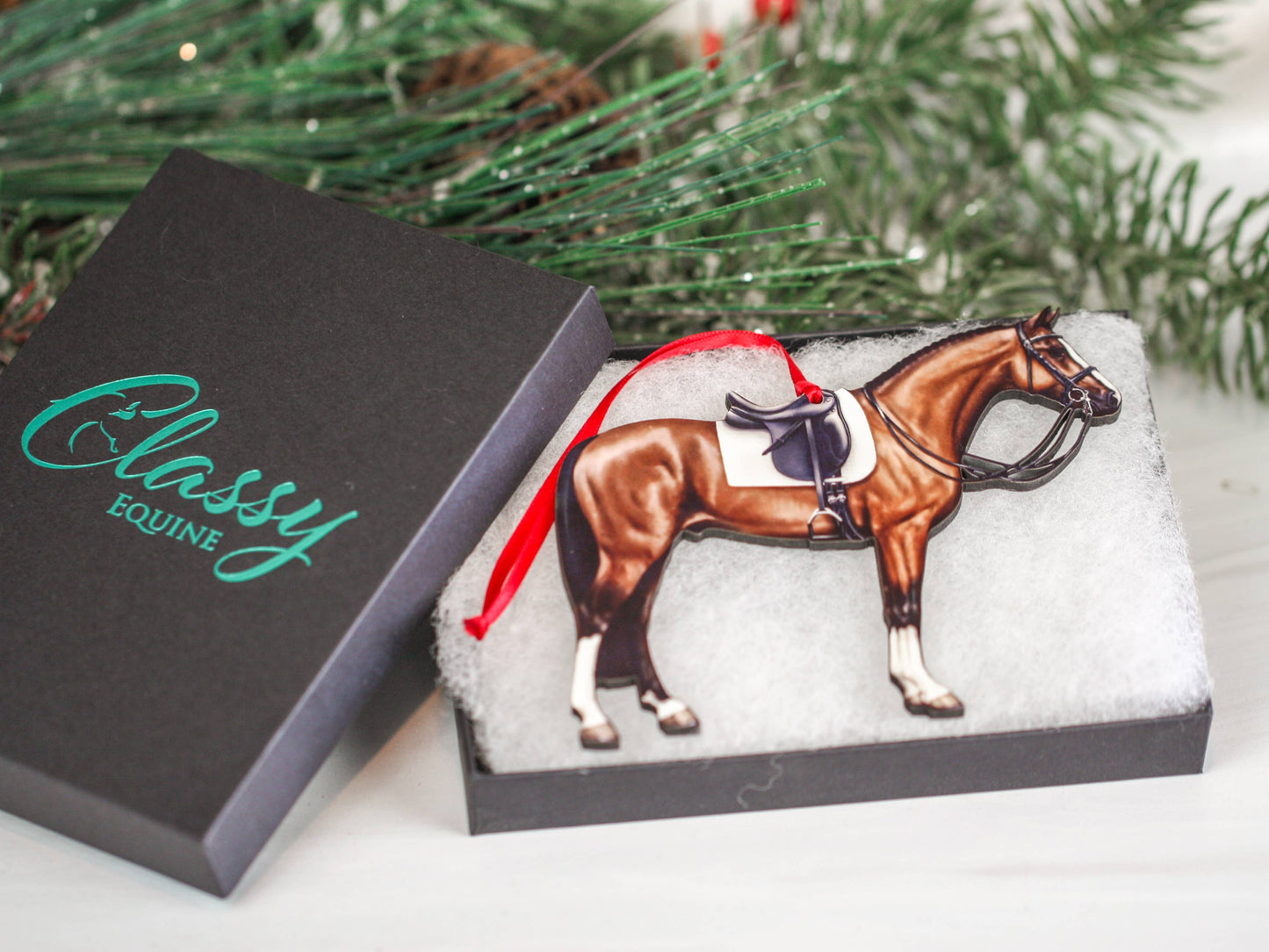 Bay Dressage Horse Christmas Ornament Gift Horse Decoration