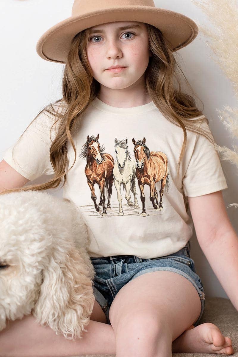 Three Horses Western Kids Graphic Tee