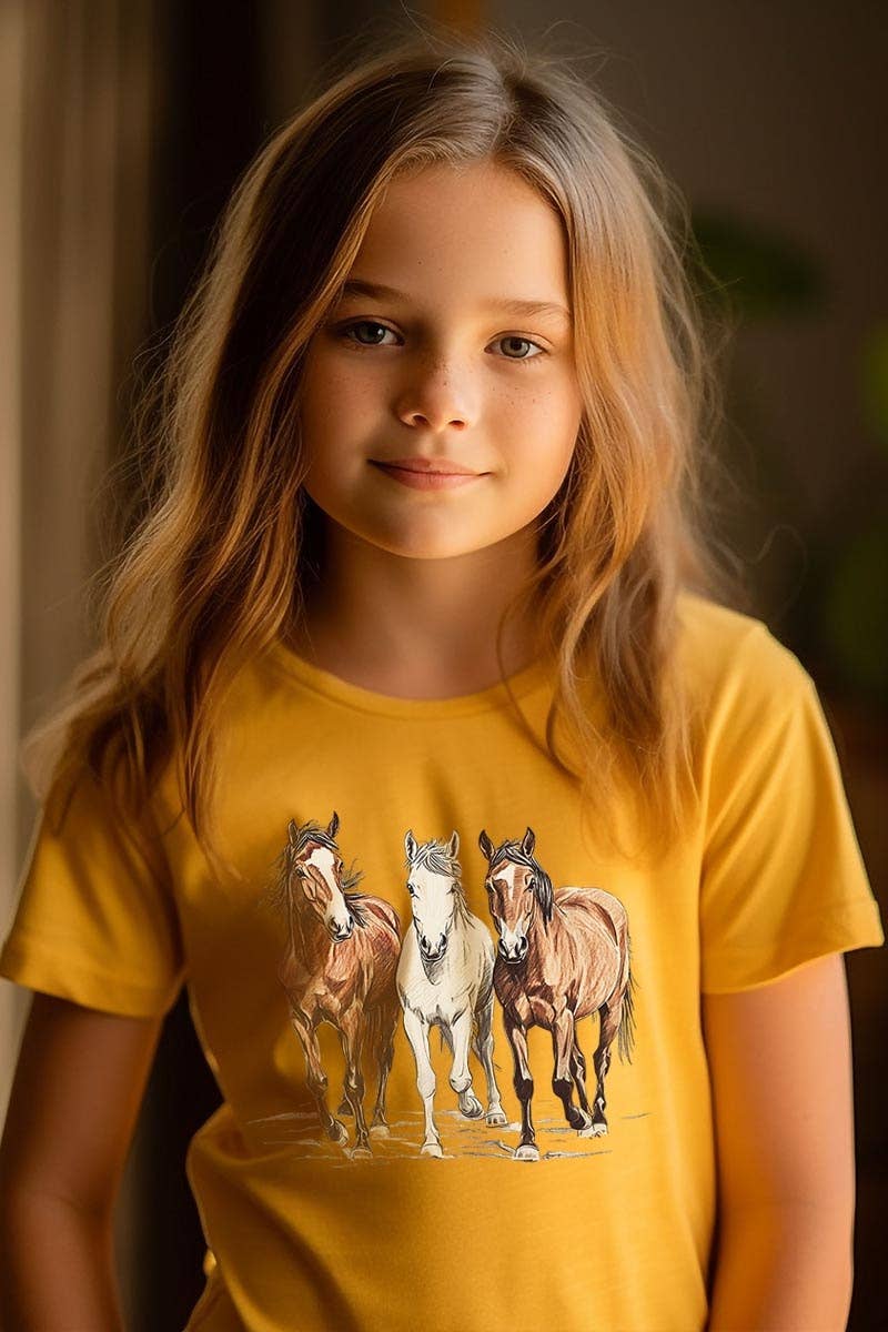 Three Horses Western Kids Graphic Tee