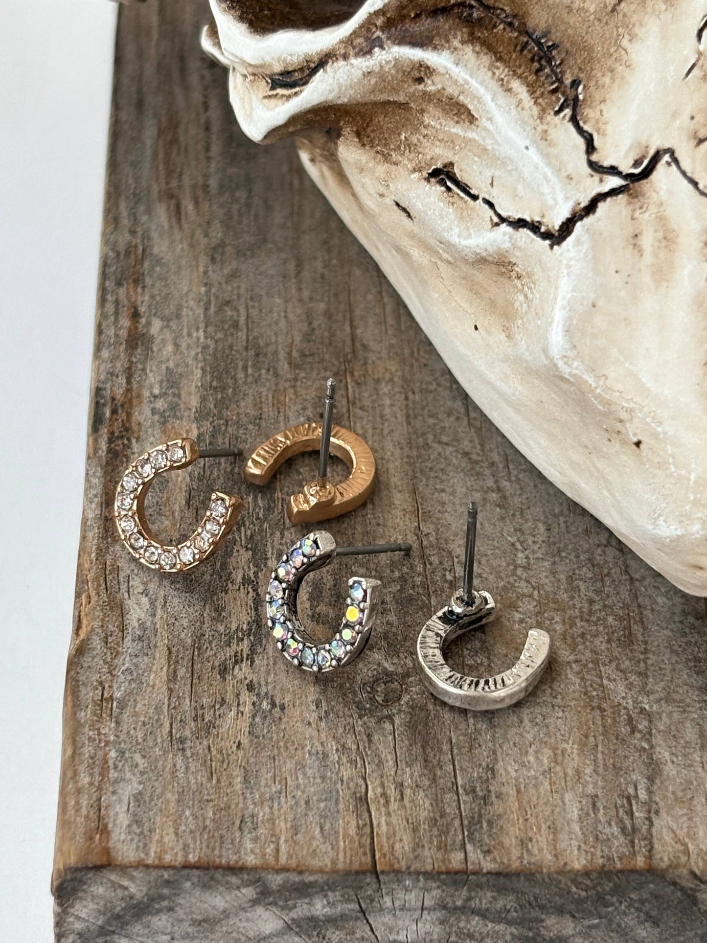 Dainty Western Style Horseshoe with Rhinestone Earrings