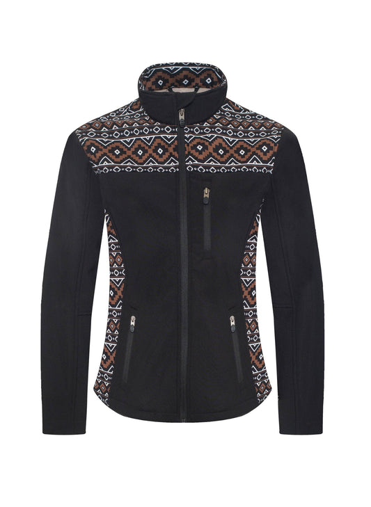 Women's Western Aztec Print Jacket -LJ650EMB-AZ-BLACK-BROWN