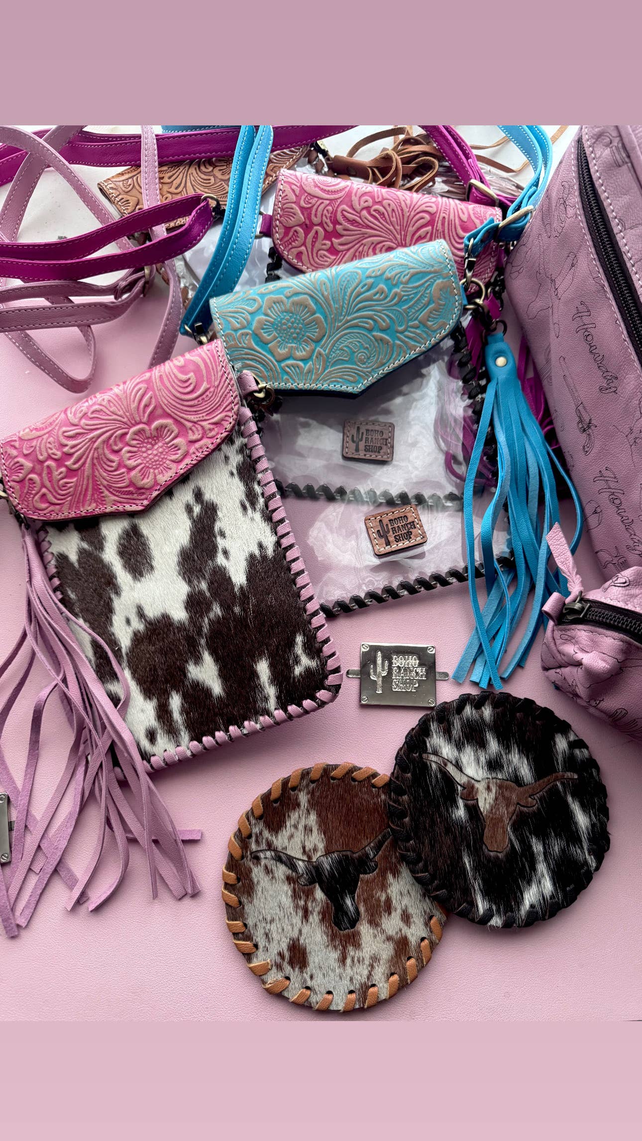 Phone Crossbody Western Tooled Leather Phone Mobile Purse