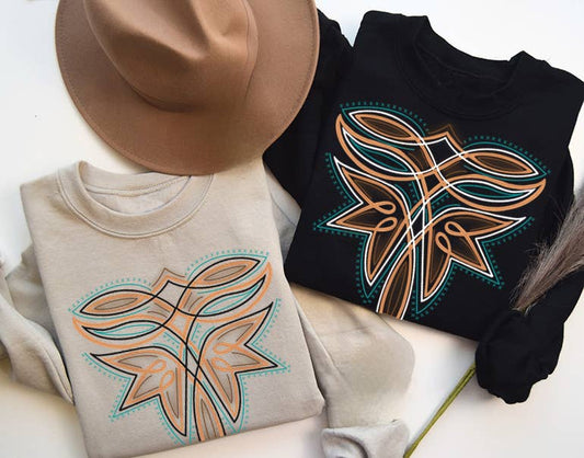 FANCY WESTERN STITCH GRAPHIC SWEATSHIRT