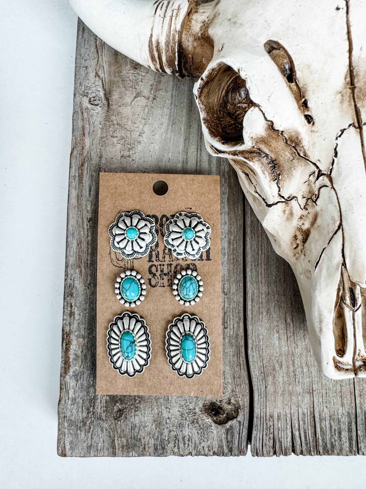 Western 3 Pair Conch Earring Set