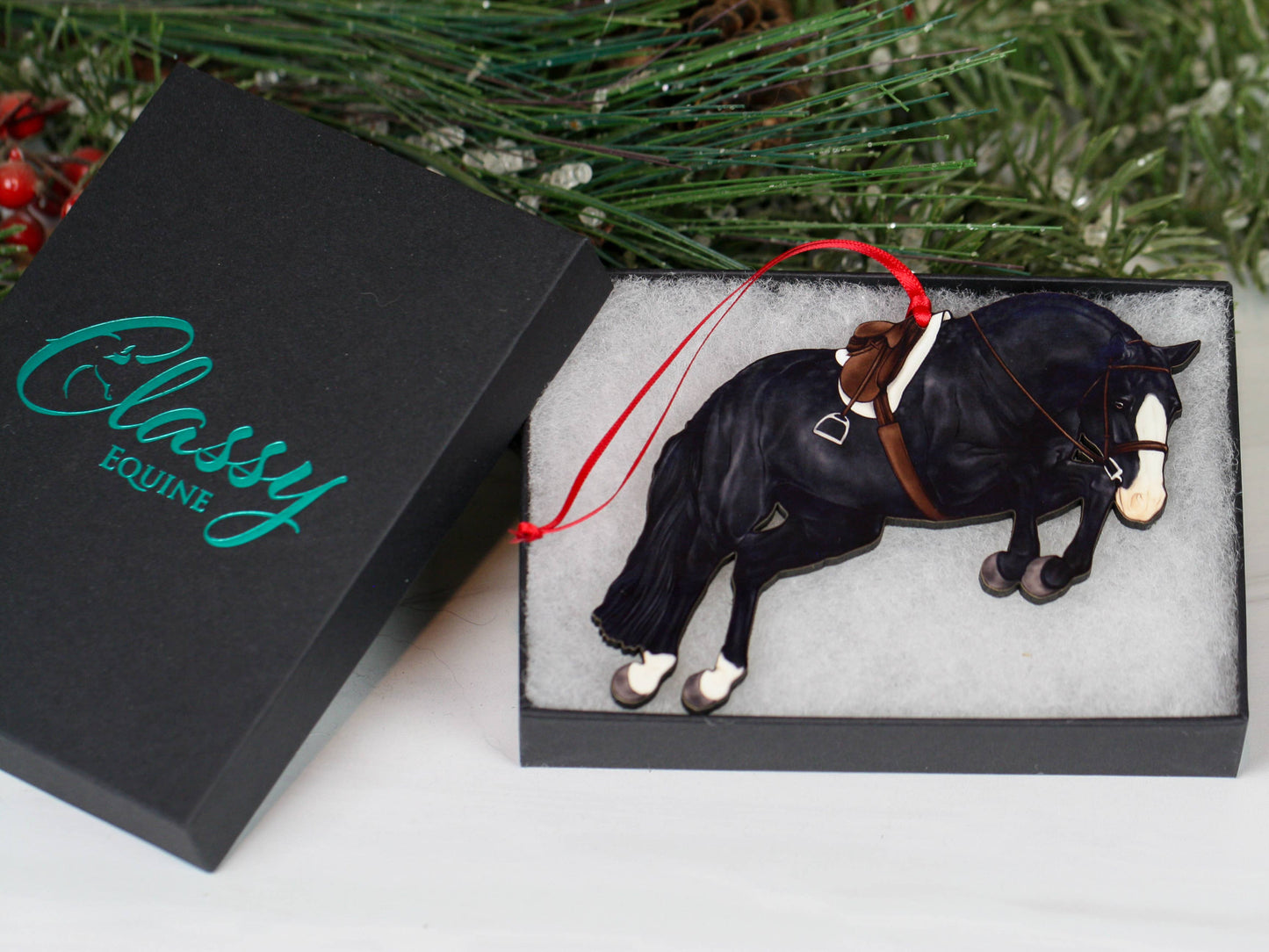 Hunter Jumper Horse Christmas Ornament - Black Sport Horse