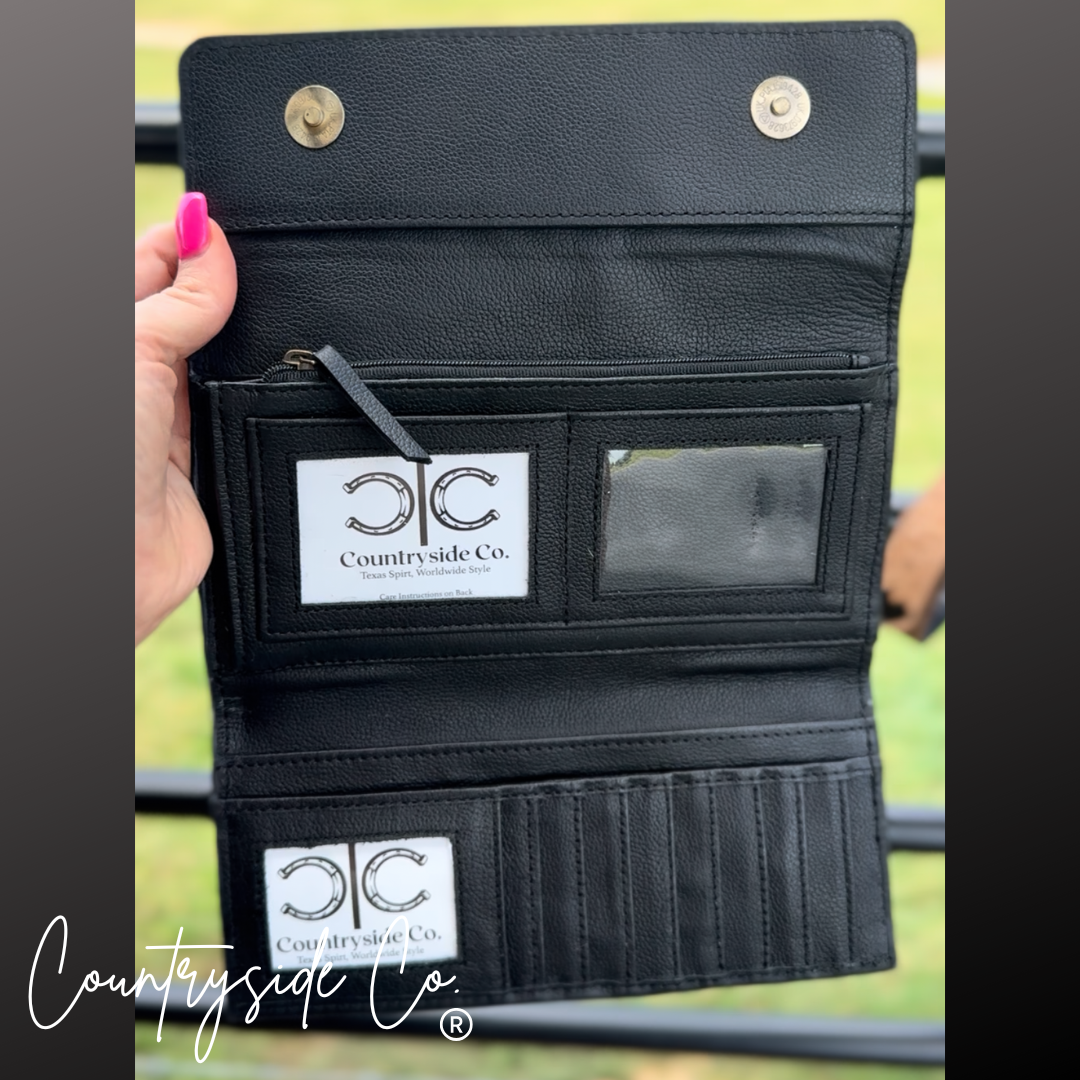 Panhandle Tooled Leather Cowhide Wallet